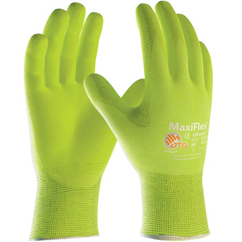 PIP 34-874FY - ATG Maxiflex Ultimate Hi-Vis Seamless Nitrile Nylon and Lycra Gloves, Yellow - 12 Pack